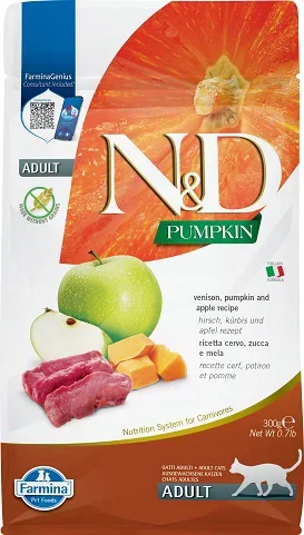 FARMINA N&D PUMPKIN HERT, POMPOEN & APPEL ADULT 300G